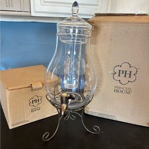 Princess House Clear Glass Dispenser with Black Stand